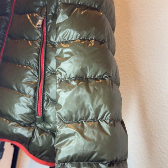 MONCLER Hooded Down Jacket Kids Size 5 Green Orange Lining - Picture 6 of 10